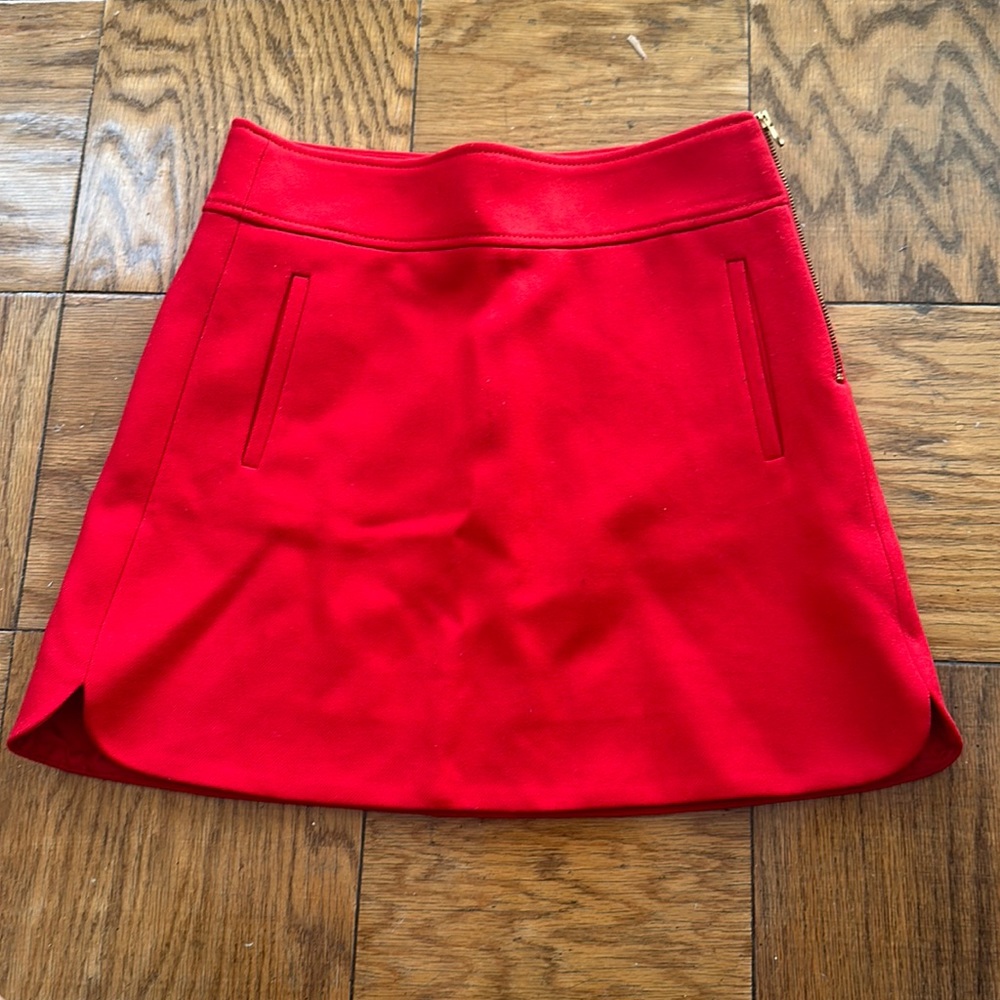 JCrew wool red mini skirt